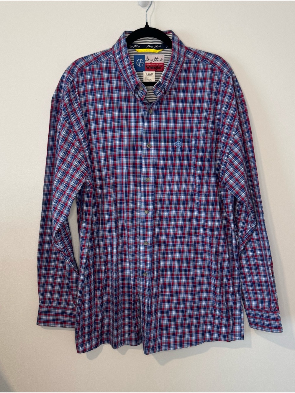 Wrangler George Strait Cowboy Cut Button Up Shirt Men’s XL Red Blue Plaid